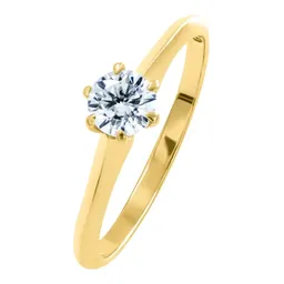 Anillo Solitario Oro 10k Zirconia Redonda Mujer - Imagen 1