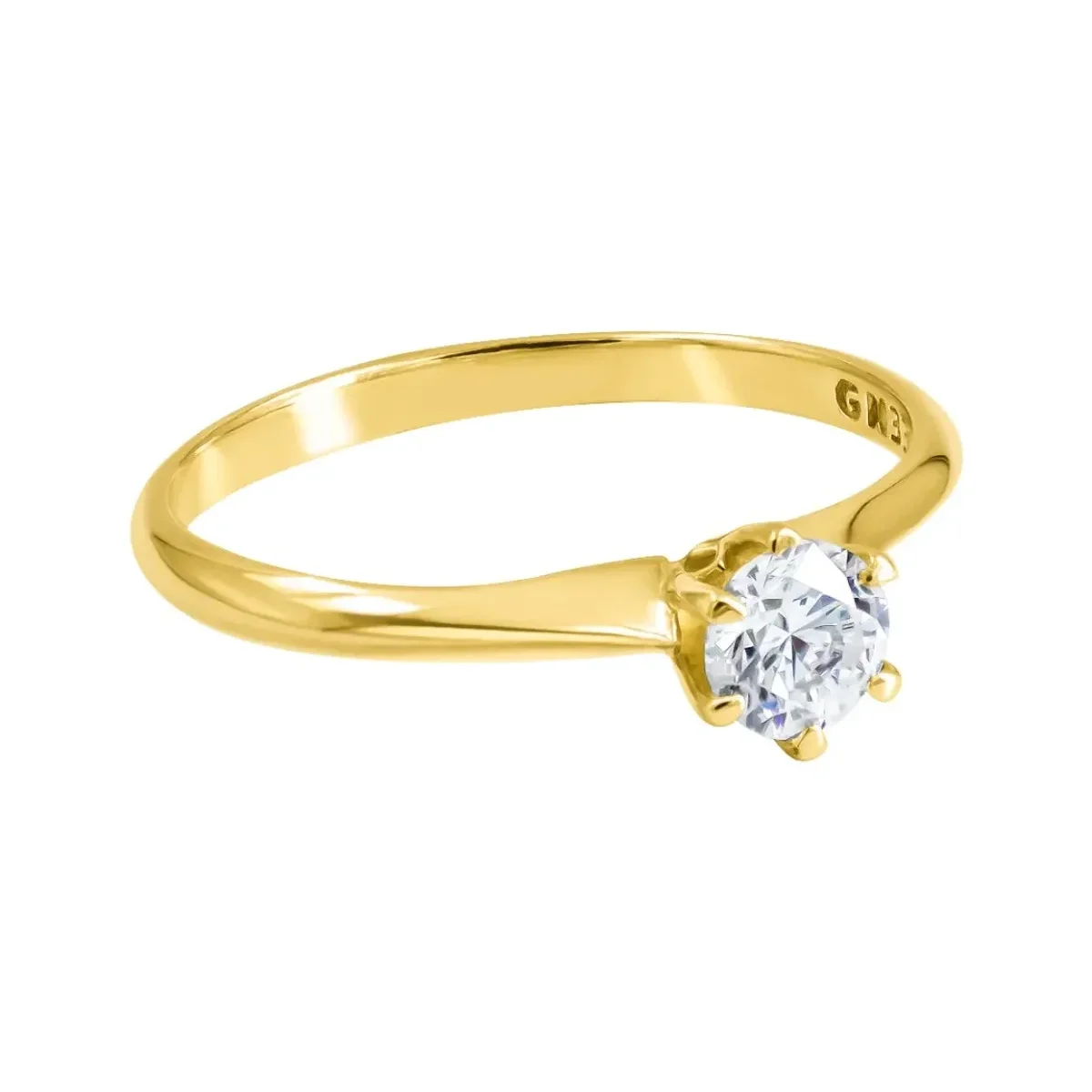 Anillo Solitario Oro 10k Zirconia Redonda Mujer - Imagen 2