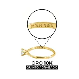 Anillo Solitario Oro 10k Zirconia Redonda Mujer - Imagen 4
