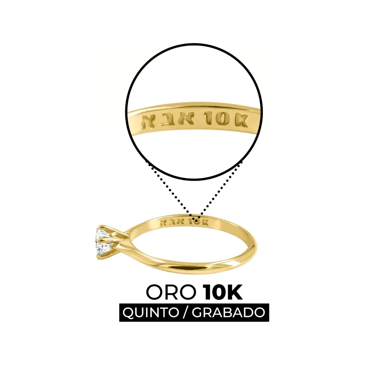 Anillo Solitario Oro 10k Zirconia Redonda Mujer - Imagen 4