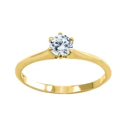 Anillo Solitario Oro 10k Zirconia Redonda Mujer - Imagen 5