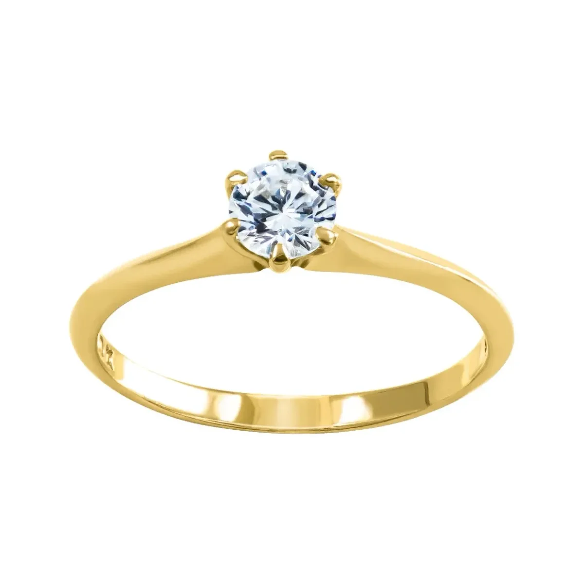 Anillo Solitario Oro 10k Zirconia Redonda Mujer - Imagen 5