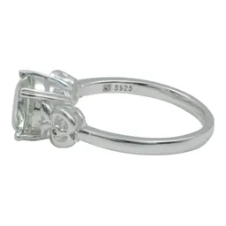 Anillo Solitario Plata 925 Amatista Verde para Dama y Caballero - Imagen 2