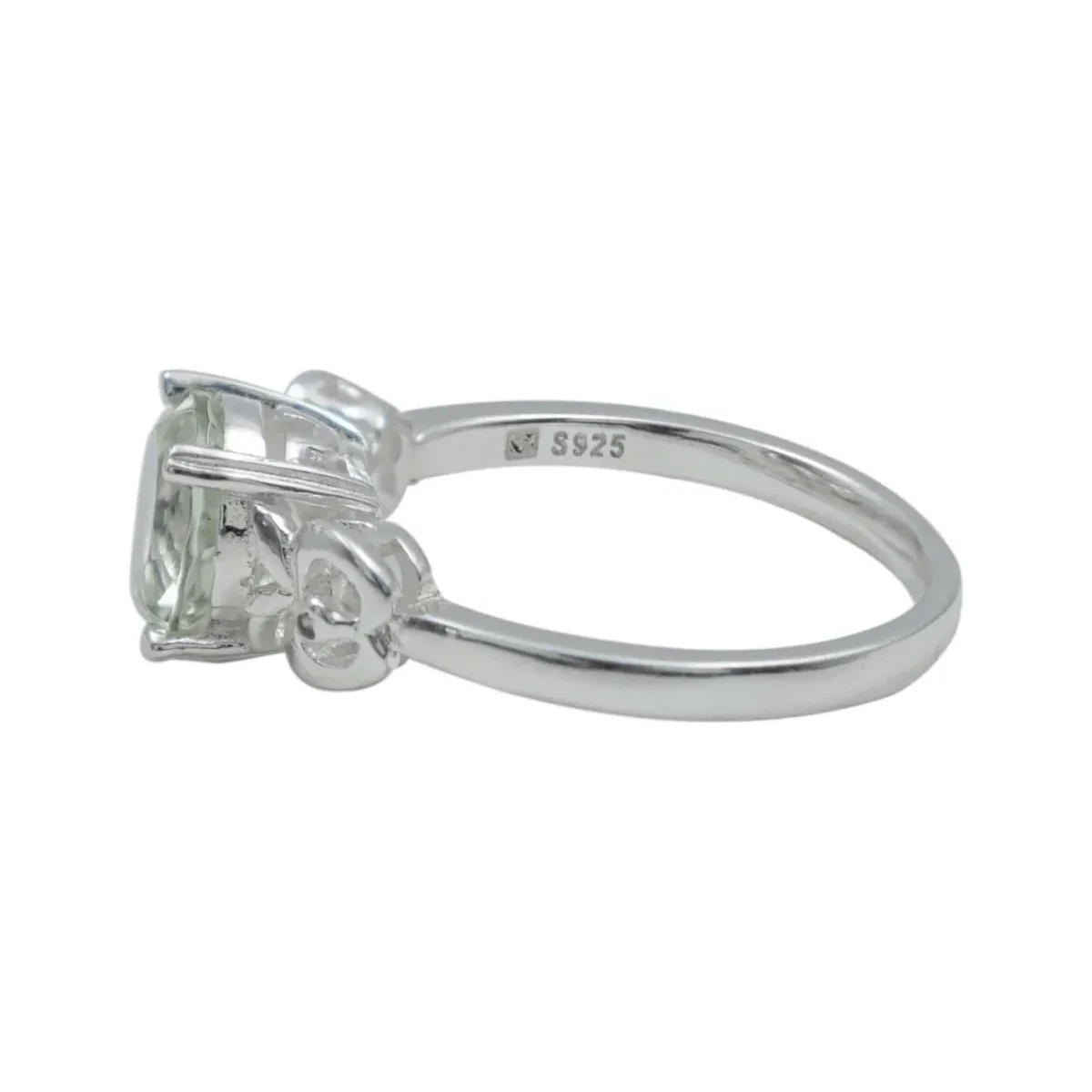Anillo Solitario Plata 925 Amatista Verde para Dama y Caballero - Imagen 2