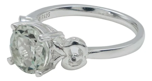 Anillo Solitario Plata 925 Amatista Verde para Dama y Caballero - Imagen 1