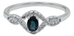 Anillo Solitario Plata Ley 925 Zafiro Azul Genuino Diseño Minimalista - Imagen 1