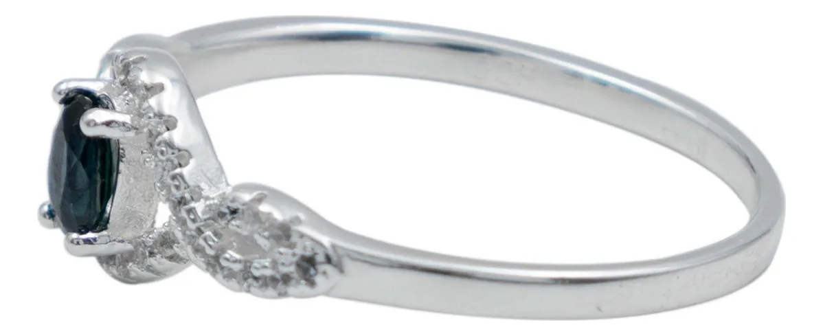 Anillo matrimonio de plata .925 azul zafiro promesa compromiso — Joyaris