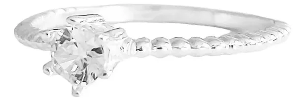 Anillo de matrimonio de plata .925 blanco zirconia solitario — Joyaris