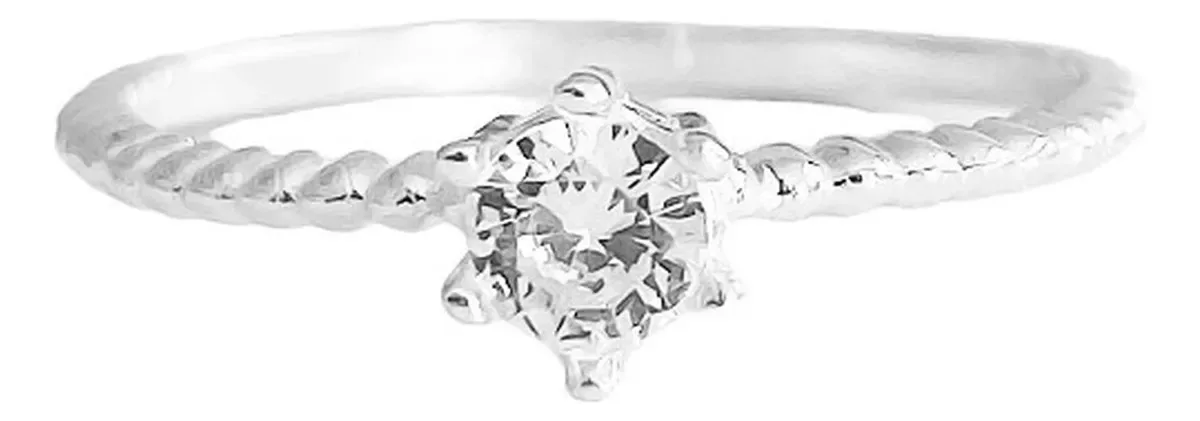 Anillo de matrimonio de plata .925 blanco zirconia solitario — Joyaris