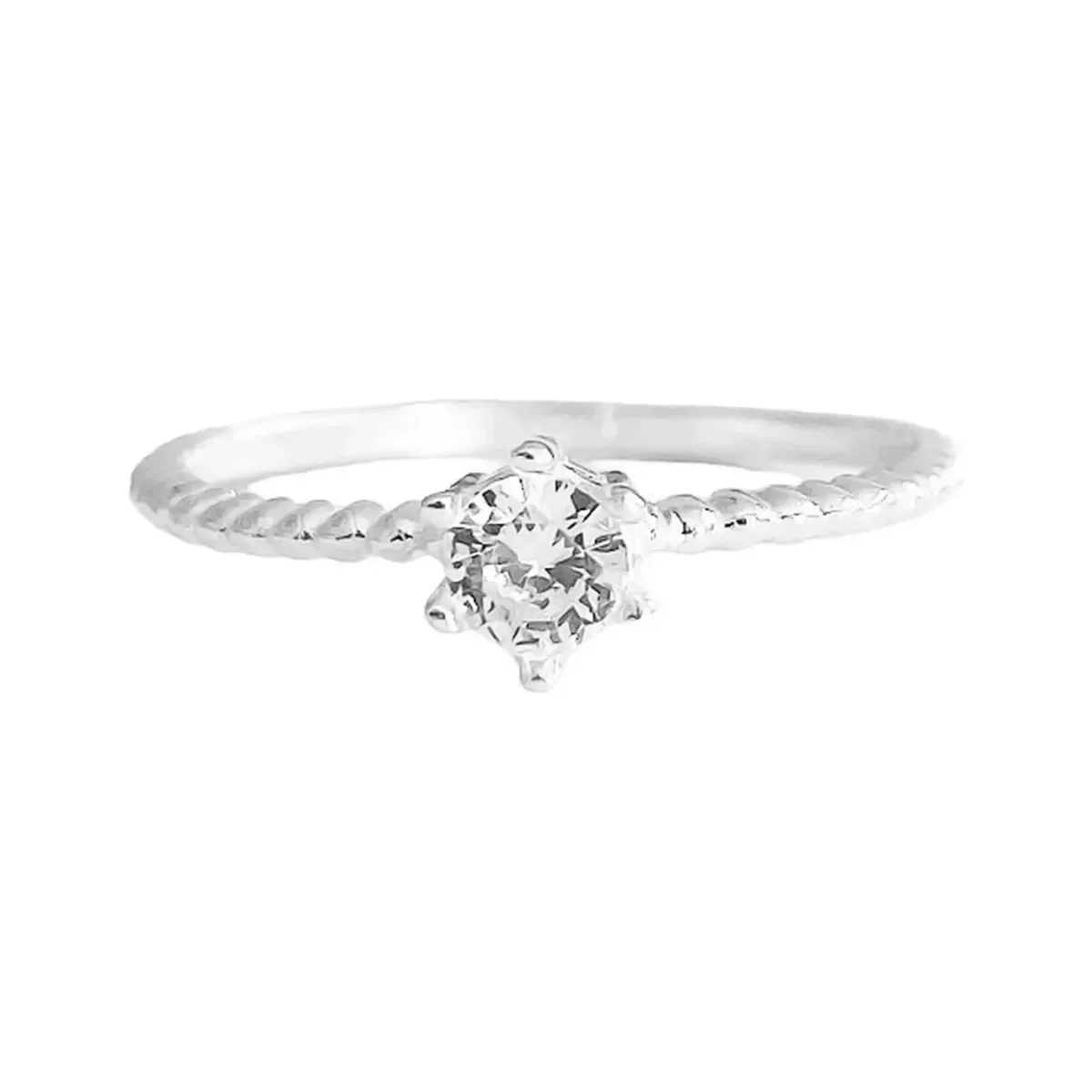 Anillo Solitario Plata 925 con Zirconia para Compromiso Mujer - Imagen 2