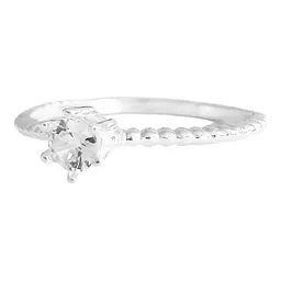 Anillo Solitario Plata 925 Zirconia Blanca Central Brillante - Imagen 1