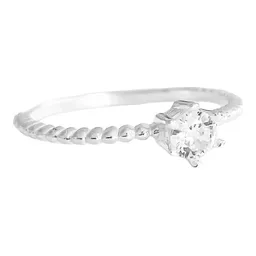 Anillo Solitario Plata 925 Zirconia Blanca Central Brillante - Imagen 4