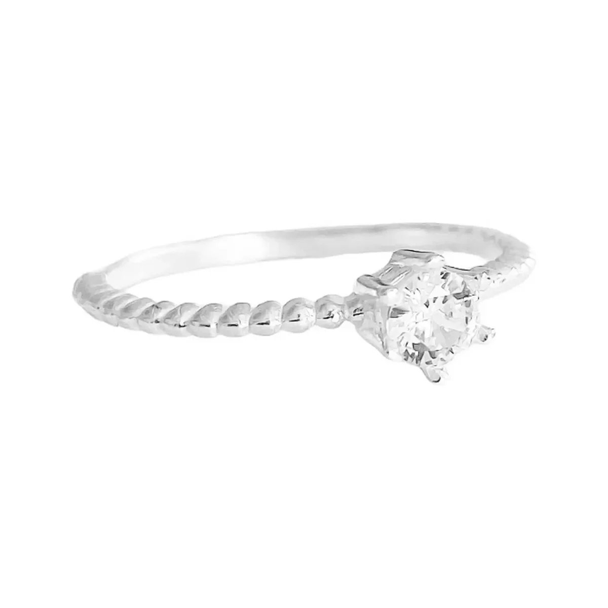 Anillo Solitario Plata 925 Zirconia Blanca Central Brillante - Imagen 4