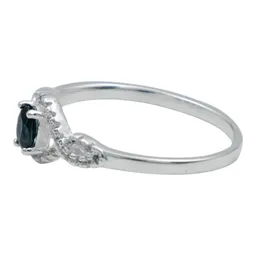 Anillo Solitario Plata Ley 925 Zafiro Azul Genuino Diseño Minimalista - Imagen 2