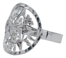 Anillo Plata 925 Tetragramatón Diamantado Unisex - Imagen 1