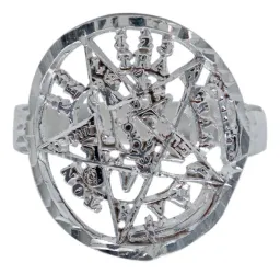 Anillo Plata 925 Tetragramatón Diamantado Talla 6.5 - Imagen 3