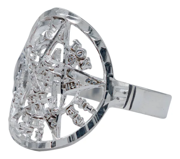 Anillo Plata 925 Tetragramaton Diamantado Unisex - Imagen 1
