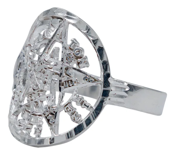 Anillo Tetragramaton Plata 925 Diamantado Símbolo Protección - Imagen 1