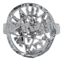 Anillo Plata 925 Tetragramaton Diamantado Protección Espiritual - Imagen 3
