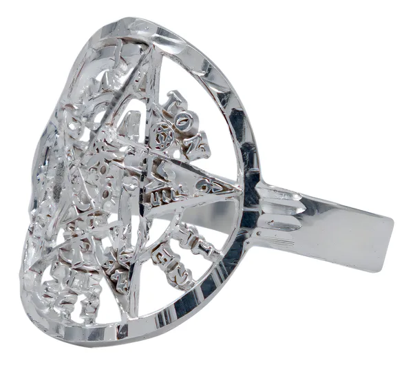Anillo Plata 925 Tetragramatón Acabado Diamantado Unisex - Imagen 1