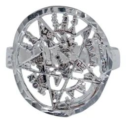 Anillo Plata 925 Tetragramatón Acabado Diamantado Unisex - Imagen 3