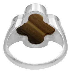 Anillo Plata 925 Trébol Esmalte Café Zirconia - Imagen 3