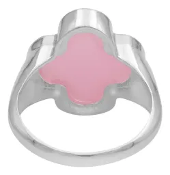 Anillo Plata 925 Trébol Esmaltado Rosa con Zirconia Talla 7 - Imagen 3