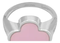Anillo Plata 925 Trébol Esmaltado Rosa con Zirconia para Mujer - Imagen 6