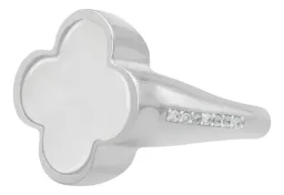 Anillo Plata 925 Trébol Esmaltado Zirconia Diseño Suerte - Imagen 1