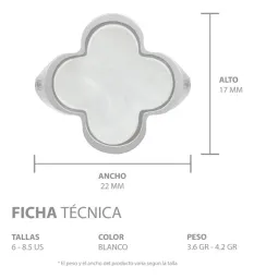 Anillo Plata 925 Trébol Esmaltado Zirconia Diseño Suerte - Imagen 7