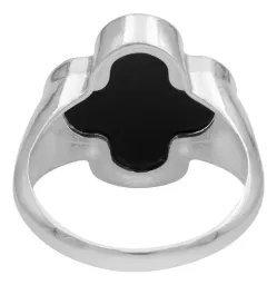 Anillo Plata 925 Trébol con Zirconia Negra - Imagen 3