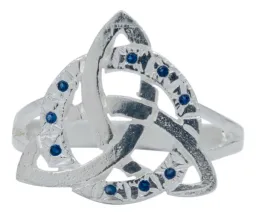 Anillo Plata 925 Triqueta Celta Diamantado con Zirconia Azul Talla 8 - Imagen 2