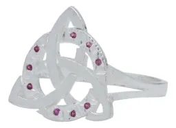 Anillo Plata .925 Triqueta Celta Diamantado con Zirconia Fucsia - Imagen 1