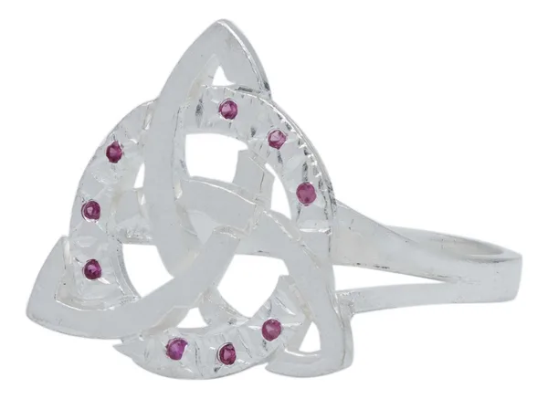 Anillo de plata .925 fucsia zirconia Triqueta Celta diamantado talla 9.5 — Joyaris
