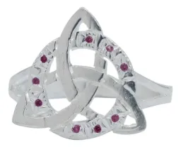 Anillo Plata .925 Triqueta Celta Diamantado con Zirconia Fucsia - Imagen 2
