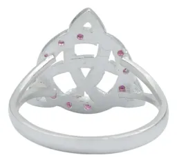 Anillo Plata .925 Triqueta Celta Diamantado Zirconia Fucsia - Imagen 4