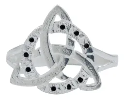 Anillo Plata 925 Triqueta Celta Zirconia Negra Unisex - Imagen 2