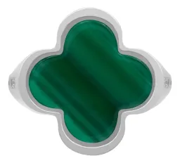 Anillo Plata 925 Trébol Esmalte Verde con Zirconia - Imagen 2