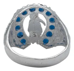 Anillo Herradura Santa Muerte Plata .925 con Zirconia Azul - Imagen 3