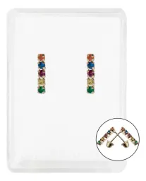 Arete Broquel Oro 10k Zirconia Churumbela Semáforo - Imagen 1