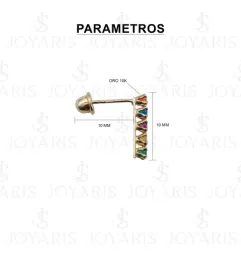 Arete Broquel Oro 10k Zirconia Churumbela Semáforo - Imagen 2