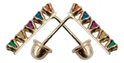 Arete Broquel Oro 10k Zirconia Churumbela Semáforo - Imagen 3