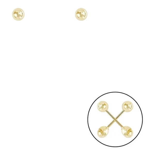 Aretes Broquel Oro 10k Bola Pulida Clásica - Imagen 1