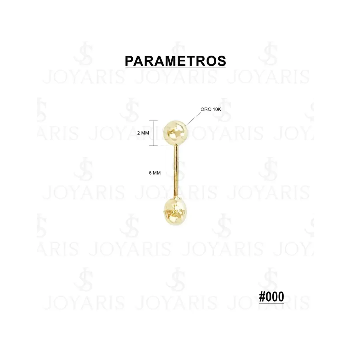 Arete Broquel Dormilona Bola Oro 10k - Imagen 2