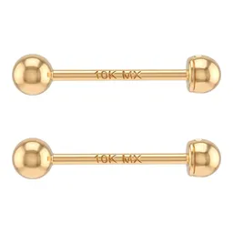 Arete Broquel Dormilona Bola Oro 10k - Imagen 5