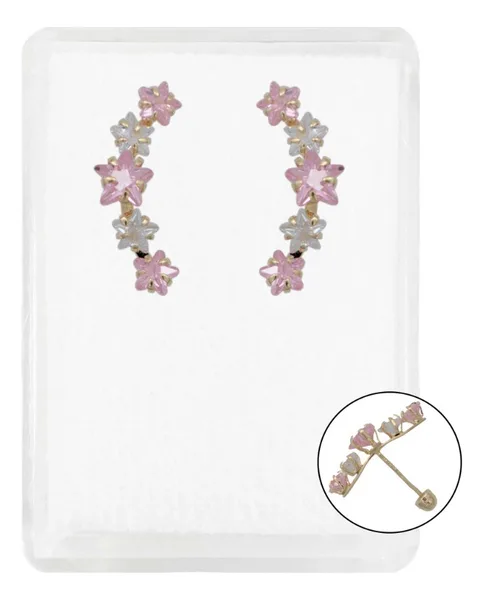 Arete de oro 10k dorado zirconia diseno estrella broquel — Joyaris
