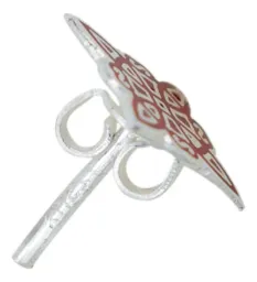 Aretes Broquel Plata 925 Nudo Bruja Esmaltado Rojo - Imagen 3