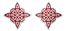 Aretes Broquel Plata 925 Nudo Bruja Esmaltado Rojo - Imagen 4