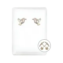 Arete Broquel Oro 10k Colibrí Zirconia Diseño Florentino - Imagen 1