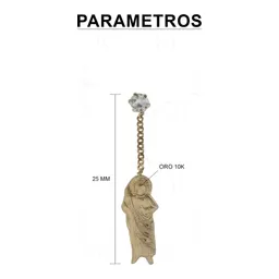 Arete Broquel Oro 10k Medalla San Judas Tadeo con Cadena Zirconia - Imagen 2